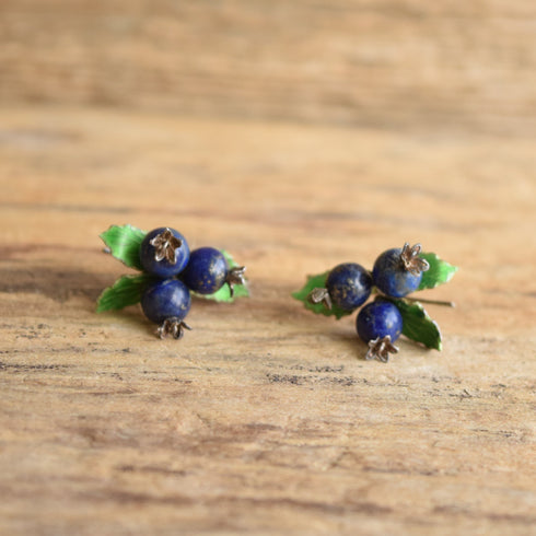 Blueberry enamel 925 gemstone earrings